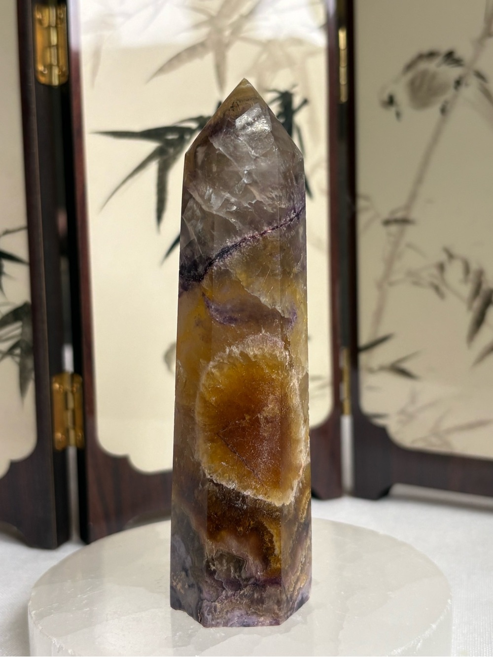 Purple and Yellow Fluorite Tower